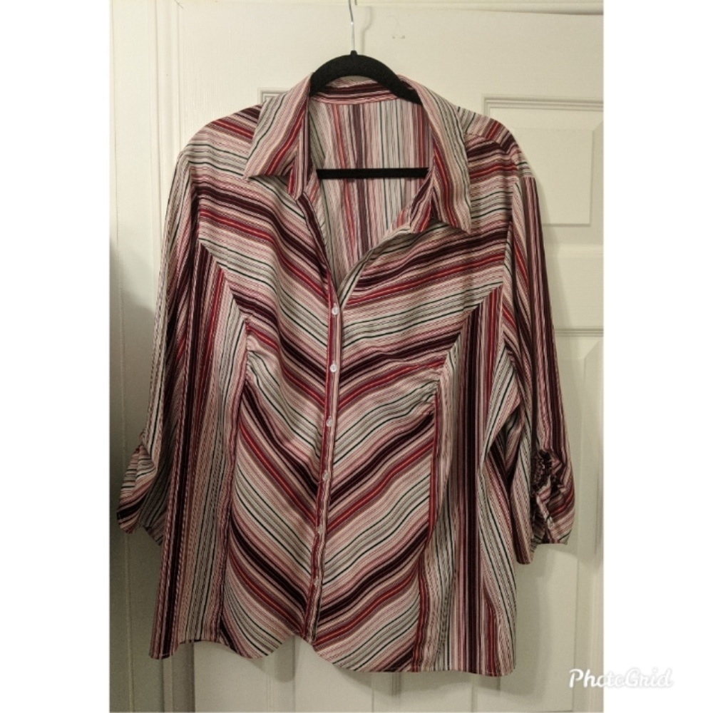 Striped Button Down Shirt Plus